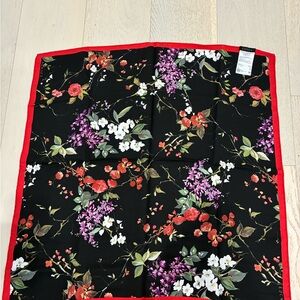 Escada Floral Silk Scarf in Black with Red, White, Purple and Green